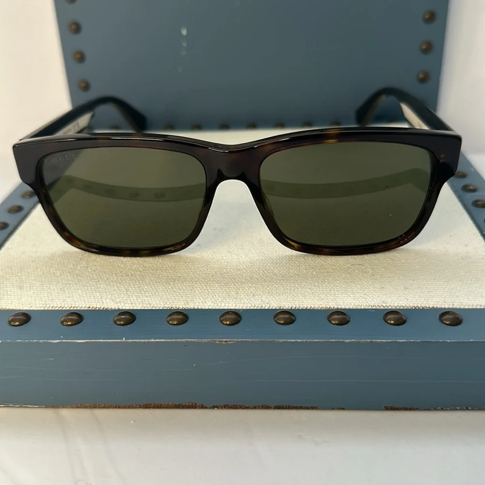 New Gucci GG0340S 008 Brown Green Sunglasses